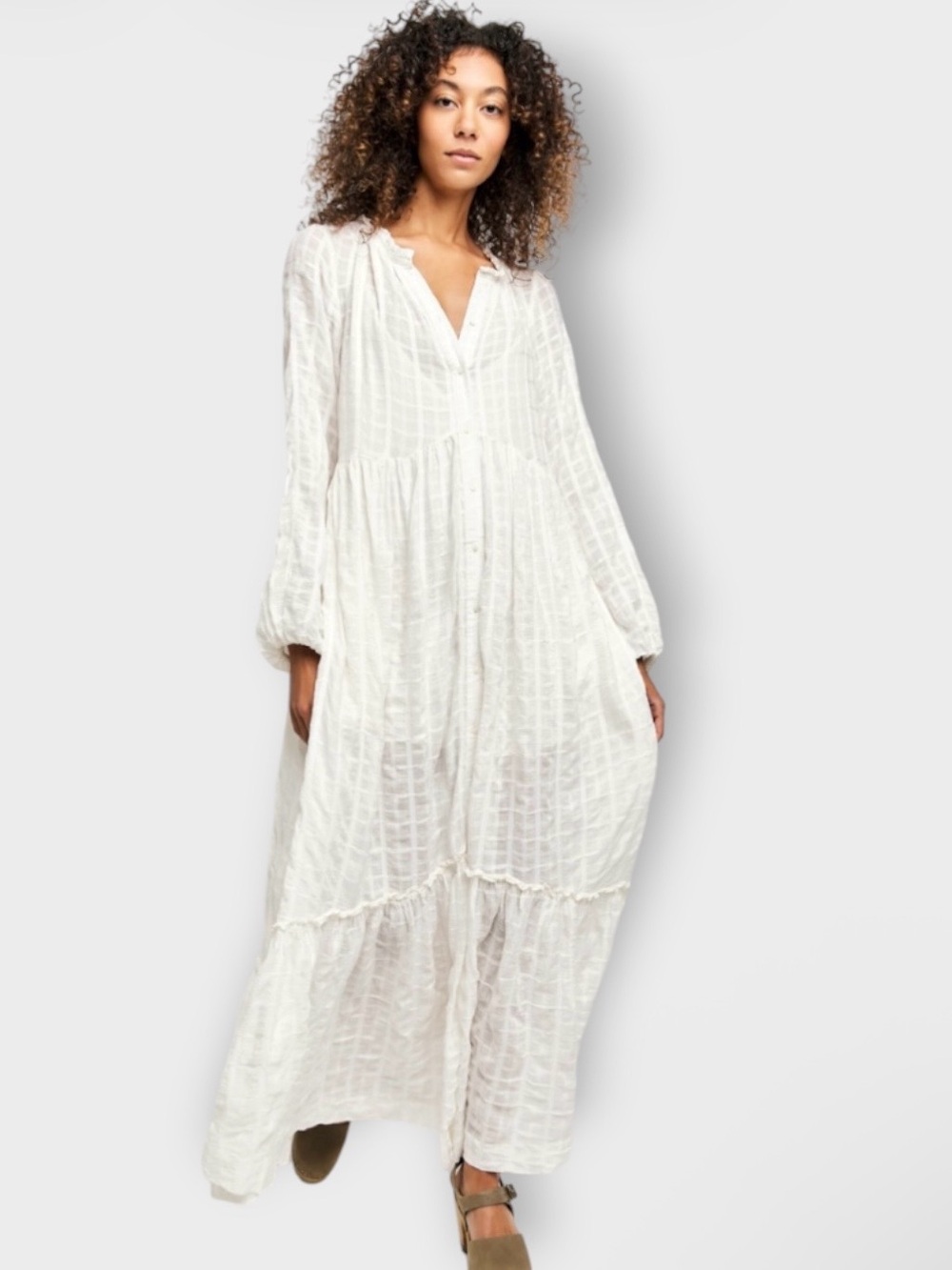 FREE PEOPLE Edie Maxi Dress White NWT Size Large - Picture 5 of 15